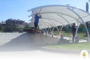 modern canopy, membrane structure, Melody Lake Gading Serpong