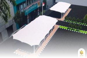 membrane canopy, modern architecture, depok