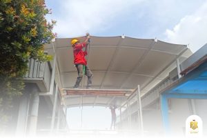 modern canopy, membrane structure, Melody Lake Gading Serpong
