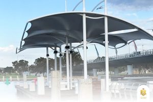 membrane canopy, modern architecture, depok