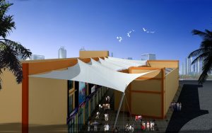 modern canopy, membrane structure, Melody Lake Gading Serpong