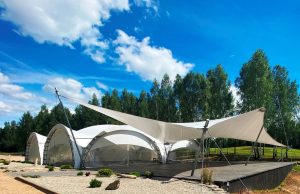 membrane canopy, modern architecture, depok