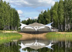 modern canopy, membrane structure, Melody Lake Gading Serpong