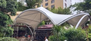 membrane canopy, modern architecture, depok